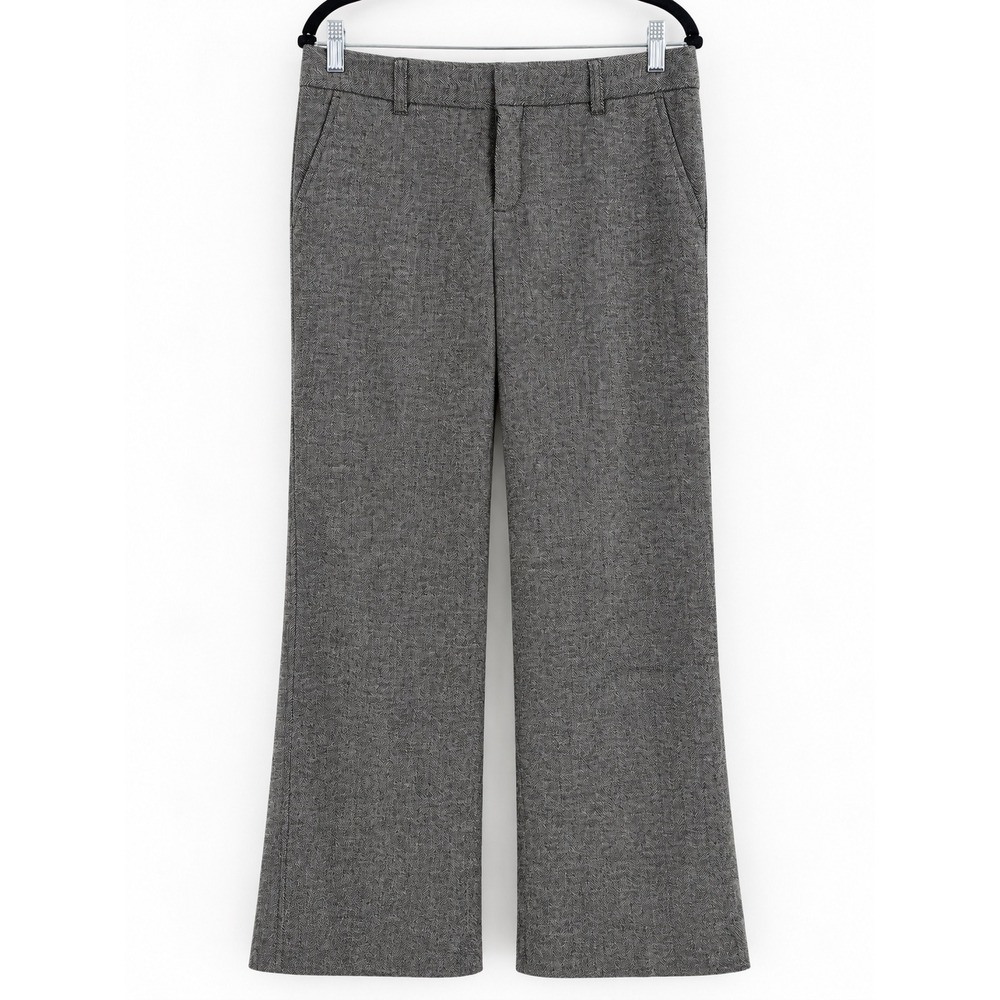 Gap Trousers Womens 6 Gray Herringbone Wool Blend Wide Leg Academic Preppy 2005